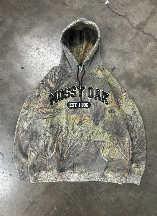 Vtg Mossy oak camo hoodie faded