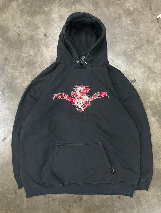 Y2K Top heavy dragon hoodie faded