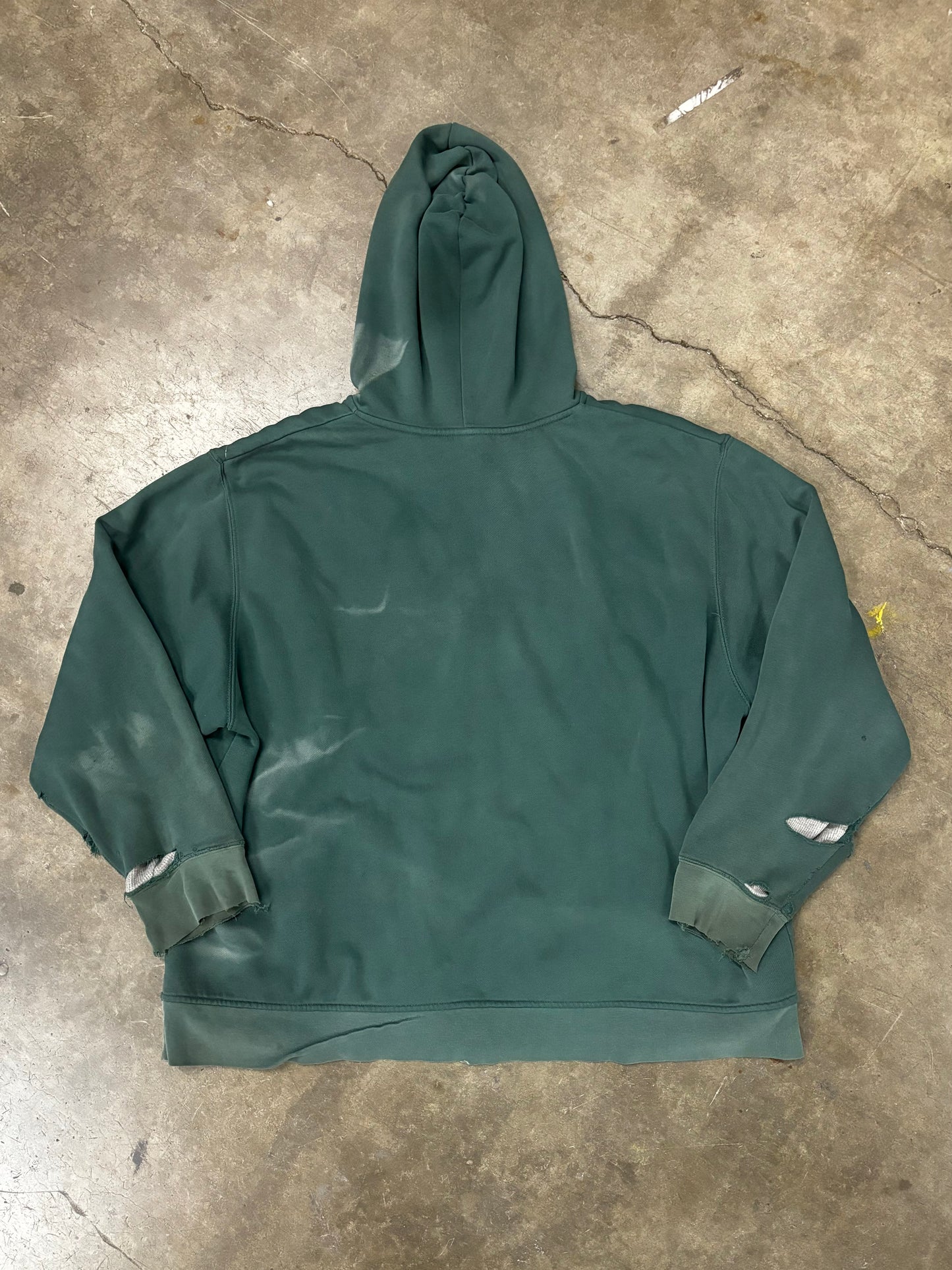 90s thermal zip up hoodie distressed